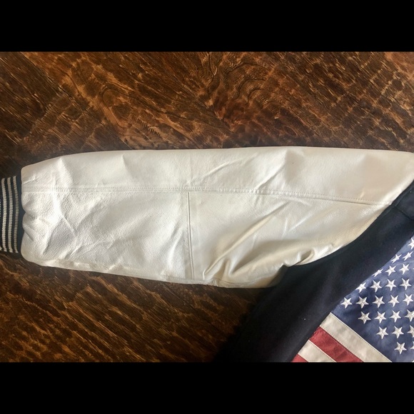 Leather U.S.A. Navy/White Jacket - Size M (EUC) - Picture 12 of 16